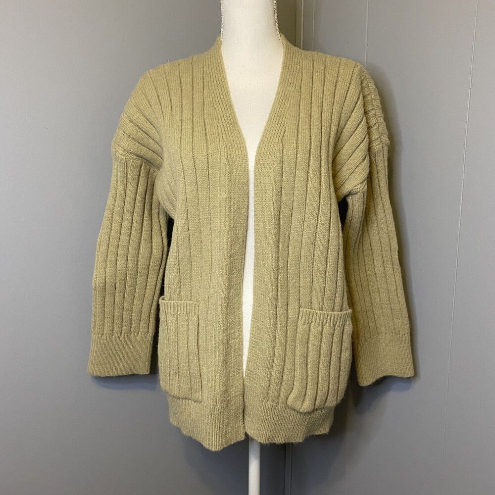 Forever 21 Mustard Knit Long-Sleeve Open Front Cardigan